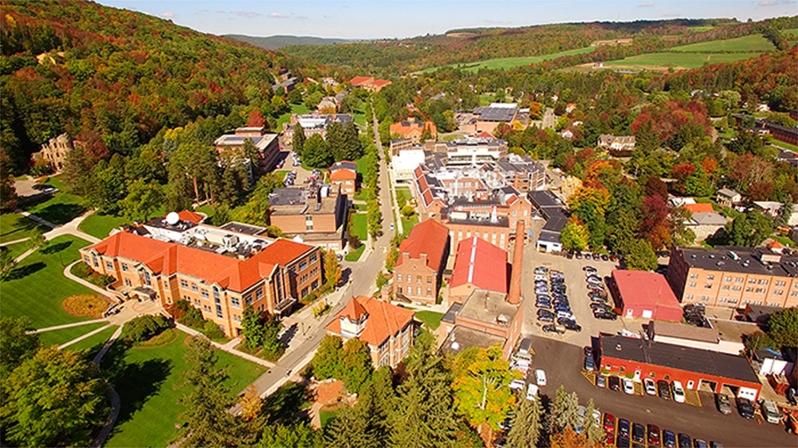 Drone shot of Alfred University